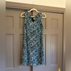 LOFT Floral Print Dress in Black and Blue